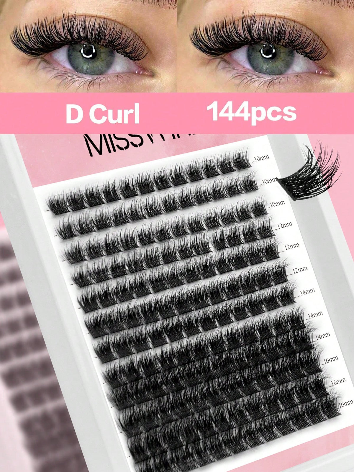 Waloshow 1 Box 12 Rows 144 Clusters New Hot Melt Natural Thin False Eyelashes, Party Thick Makeup Ball Style