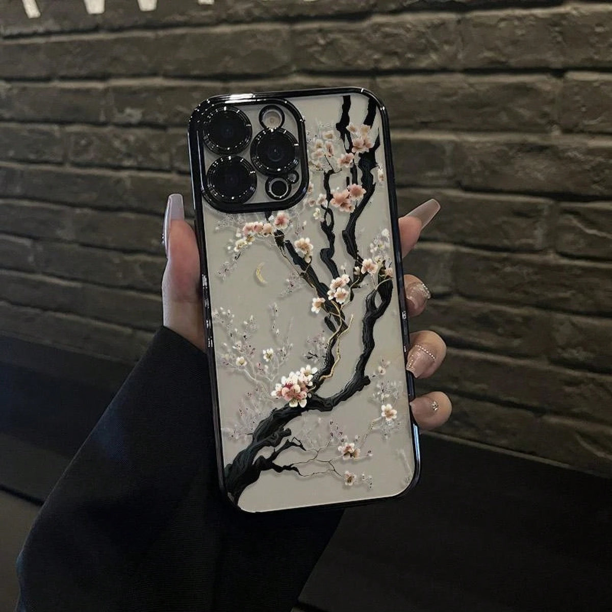 White Cherry Blossom Tree Blooming Pattern Electroplated Mobile Case Camera Lens Protection Wildflower Cases For Iphone 16 15 Pro Max Case 14 13 12 11 XR XS Plus Shockproof And Non-Slip Silicone Trans