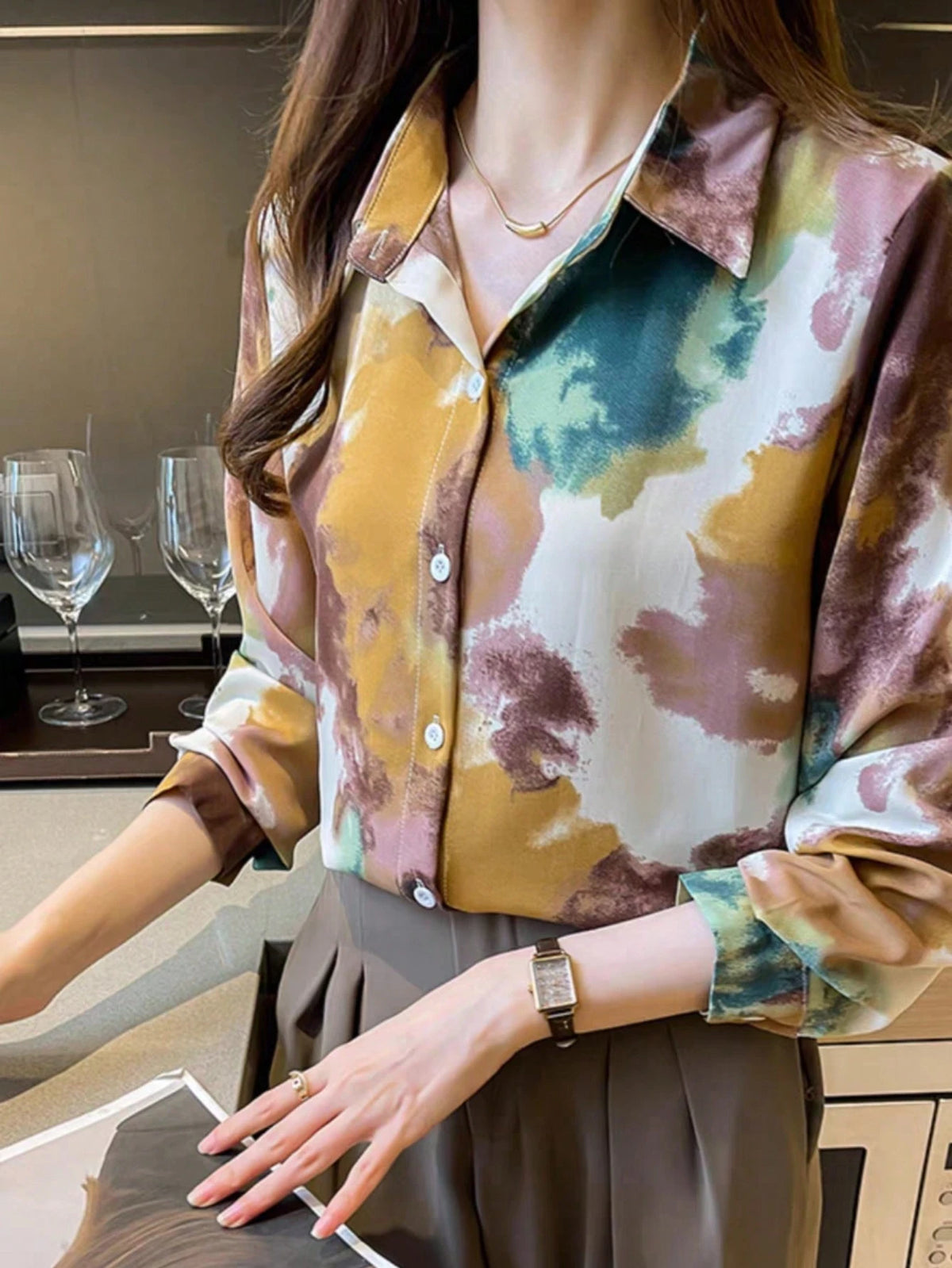 Women Floral Print Casual Long Sleeve Blouse,Long Sleeve Tops Vacation Spring Black