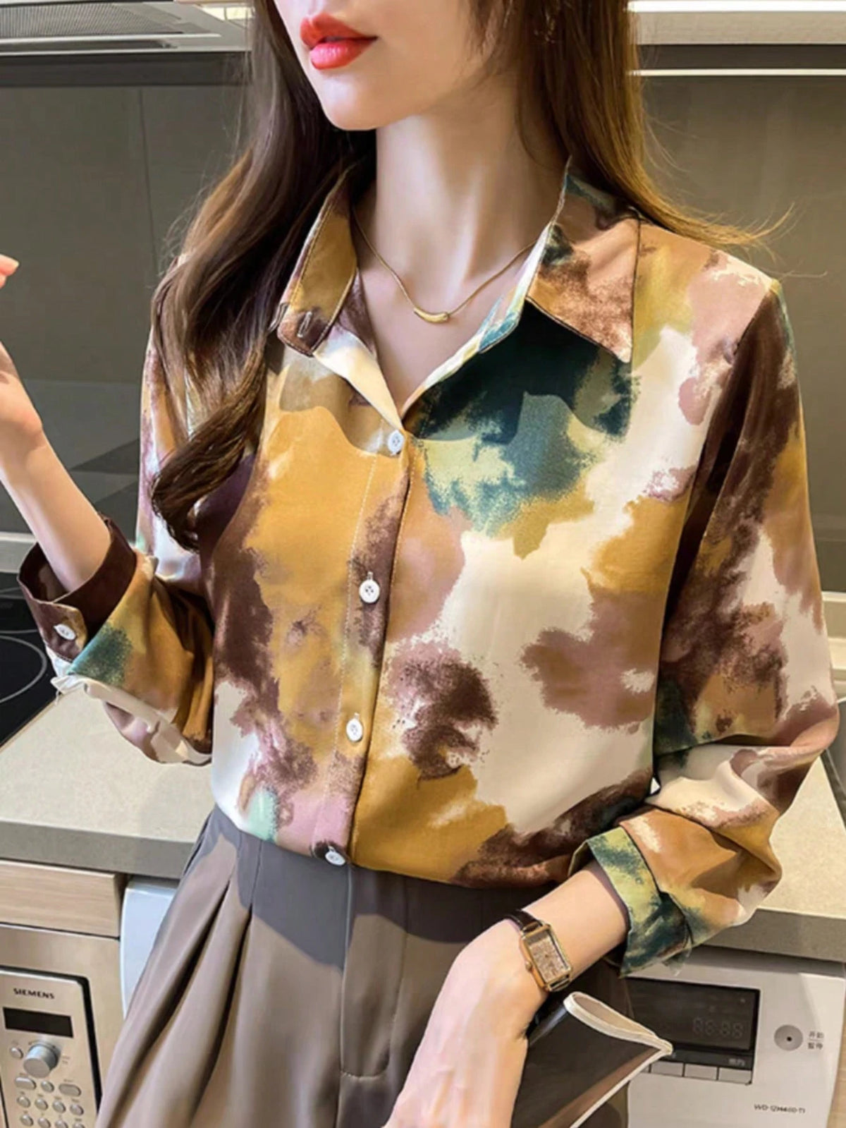 Women Floral Print Casual Long Sleeve Blouse,Long Sleeve Tops Vacation Spring Black
