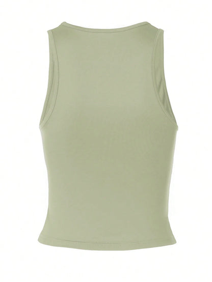 Women's Casual Solid Color Fitted Crop Top, Sexy Spaghetti Strap Midriff-Baring Streetwear For Daily & Holiday Wear, Spring/Summer