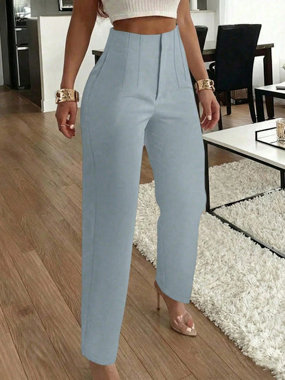 Women's Elegant Commute Pleated Side Pocket Tapered Leg Pants