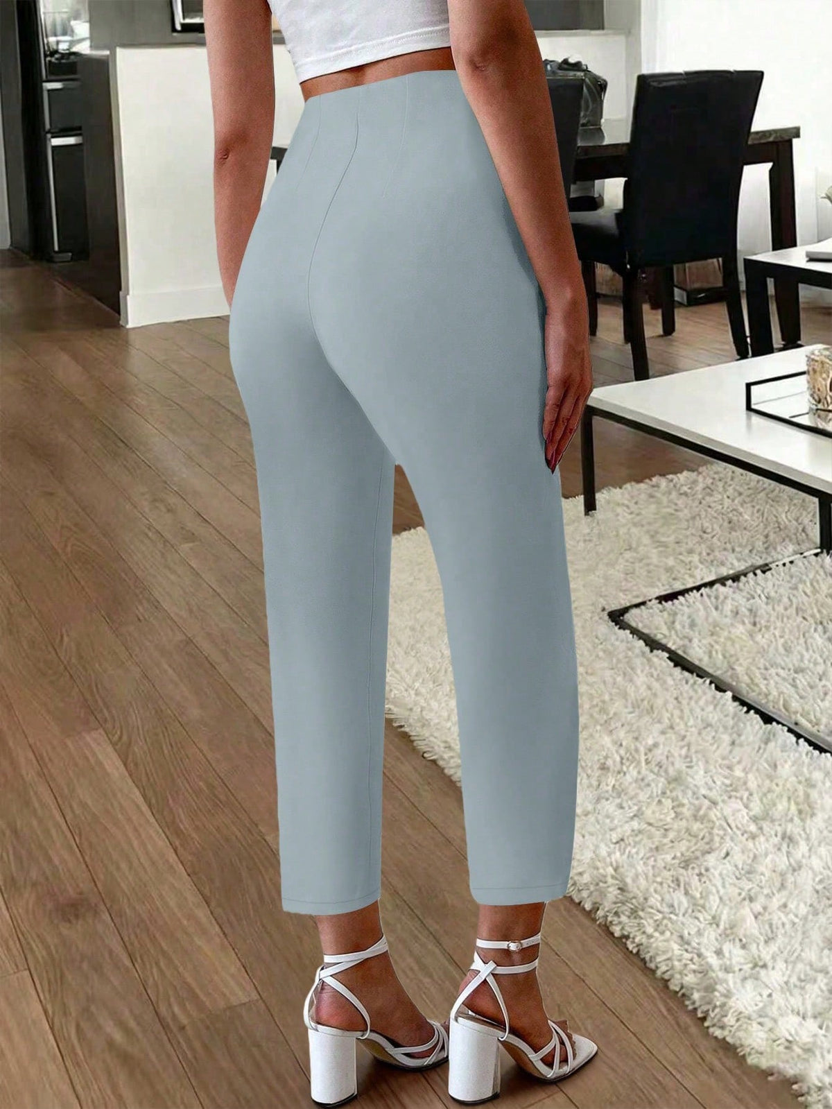 Women's Elegant Commute Pleated Side Pocket Tapered Leg Pants