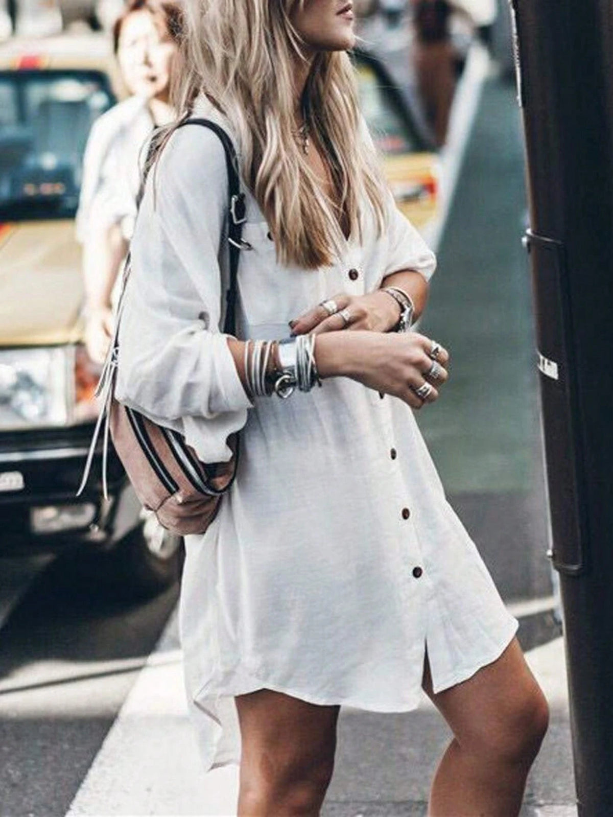 Women's Solid Color Casual Long Sleeve Button-Up Shirt Eid Spring