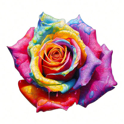 WOODBESTS 1PC Multicolored Rose Wooden Irregular Puzzle, Animal-Shaped 2D Jigsaw Toy For Kids And Adults. Educational Game, Great Gift For Party, Holiday, Christmas And Birthday. Unique Magical Deskto