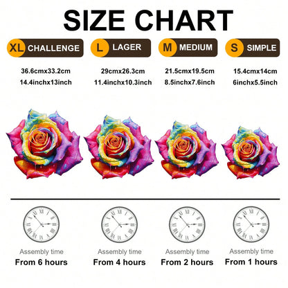 WOODBESTS 1PC Multicolored Rose Wooden Irregular Puzzle, Animal-Shaped 2D Jigsaw Toy For Kids And Adults. Educational Game, Great Gift For Party, Holiday, Christmas And Birthday. Unique Magical Deskto