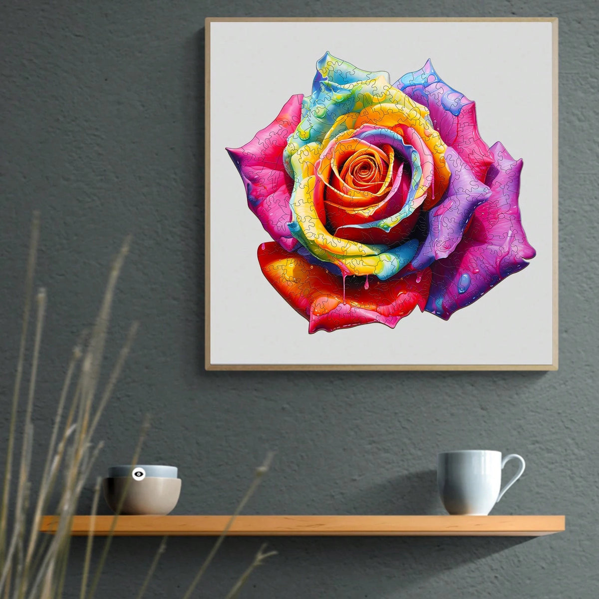 WOODBESTS 1PC Multicolored Rose Wooden Irregular Puzzle, Animal-Shaped 2D Jigsaw Toy For Kids And Adults. Educational Game, Great Gift For Party, Holiday, Christmas And Birthday. Unique Magical Deskto