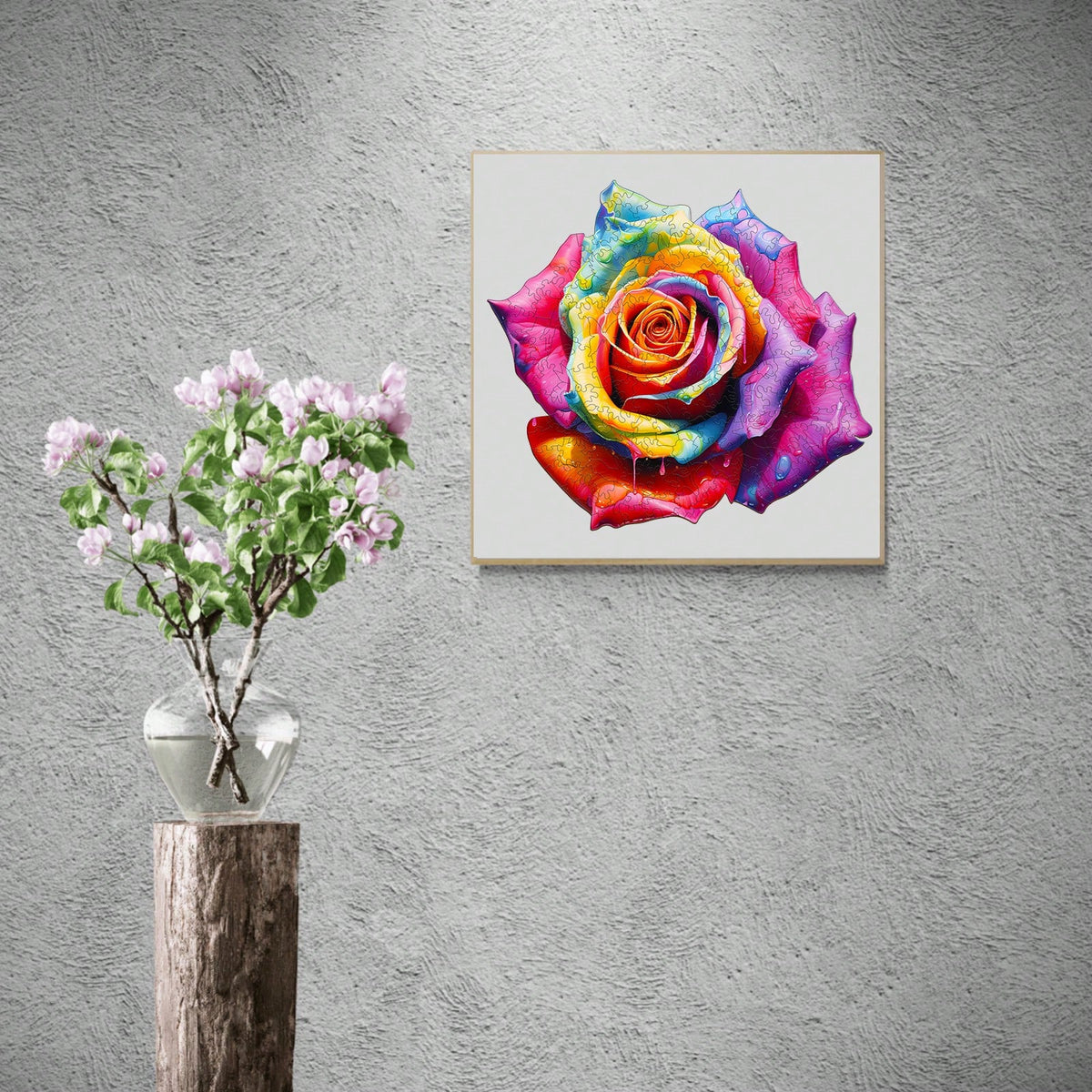 WOODBESTS 1PC Multicolored Rose Wooden Irregular Puzzle, Animal-Shaped 2D Jigsaw Toy For Kids And Adults. Educational Game, Great Gift For Party, Holiday, Christmas And Birthday. Unique Magical Deskto