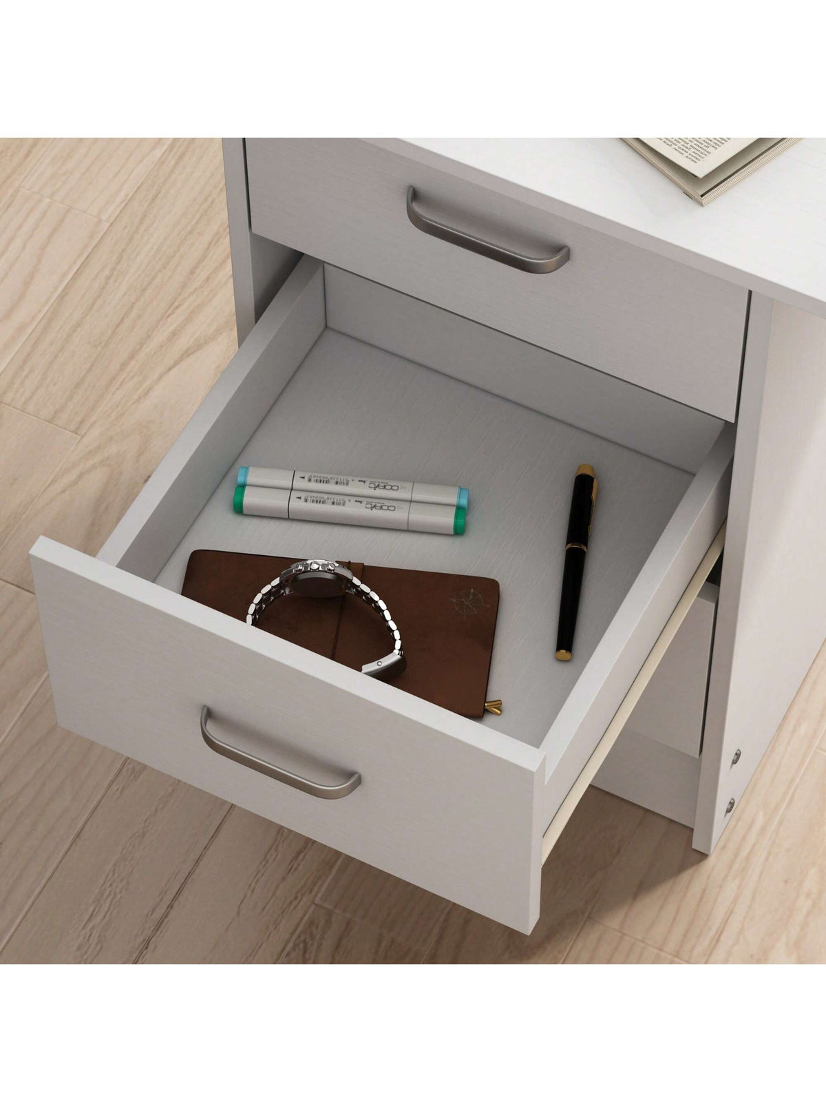 Writing Desk Wood Computer Desk With 3 Drawers,3 Open Storage Shelves For Home Office,Study Room,Dressing Room,Modern Home Office Desk,Gaming Desk,Home Office Furniture (White/Black)
