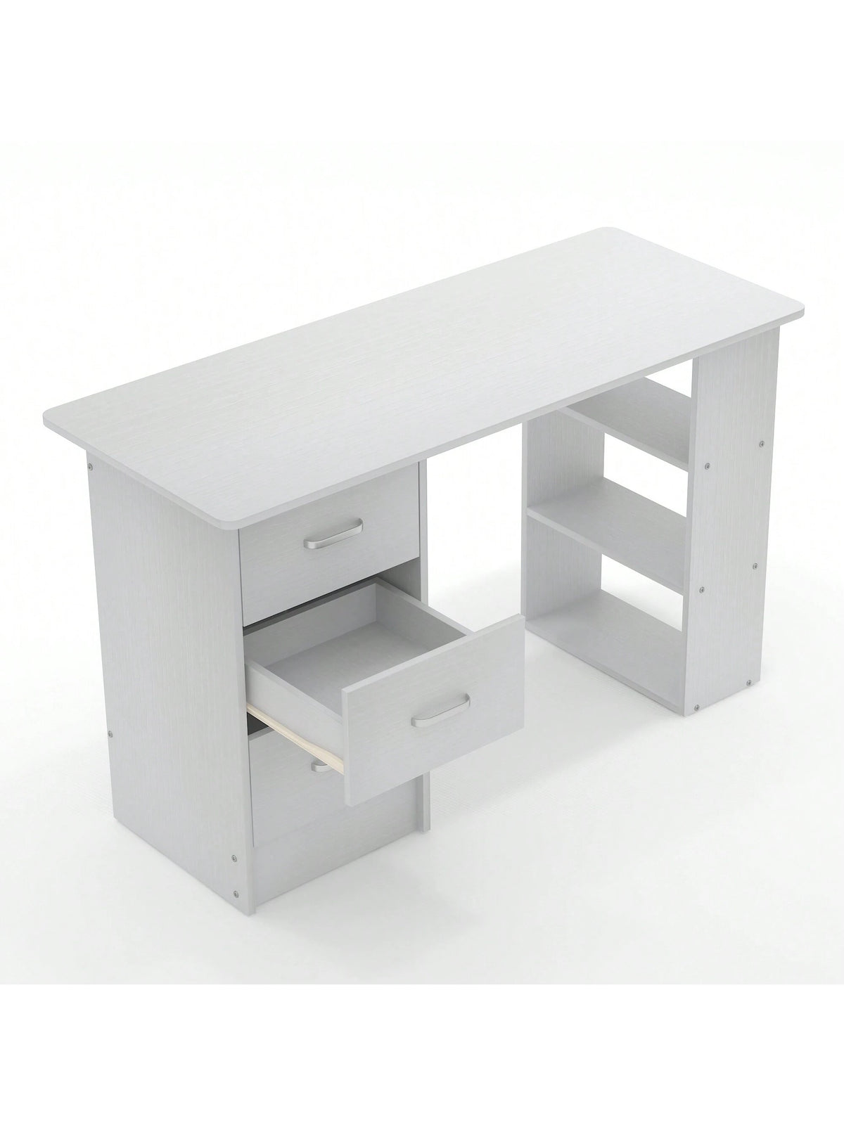 Writing Desk Wood Computer Desk With 3 Drawers,3 Open Storage Shelves For Home Office,Study Room,Dressing Room,Modern Home Office Desk,Gaming Desk,Home Office Furniture (White/Black)