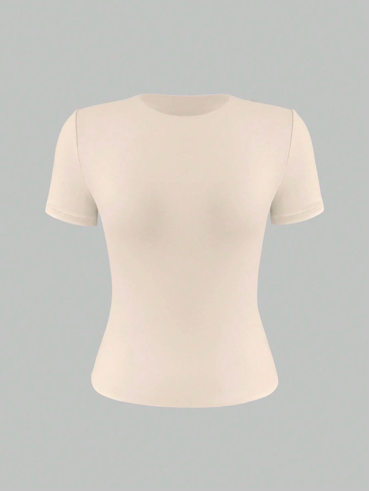 XLLAIS 2026 Model Round Neck Short Sleeve Summer Top, Solid Color Basic Slim Fit Sporty Style Women Casual T-Shirt