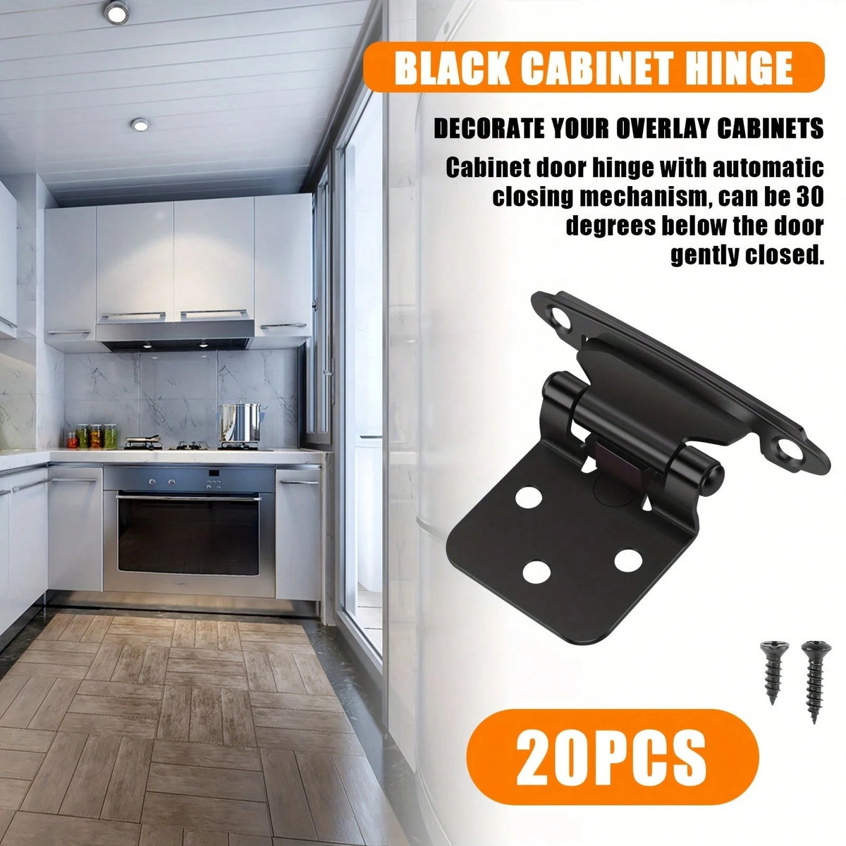 YITAPE 8pcs Self-Locking Frame Cabinet Hinges, Cold Rolled Steel Cabinet Hinges, Sturdy Kitchen Cabinet Door Hinges, Suitable For Kitchen, Bathroom, Office Cabinet Hardware