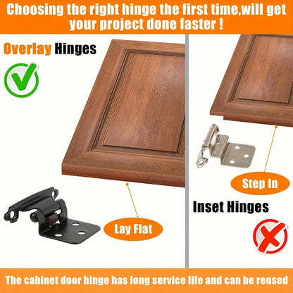 YITAPE 8pcs Self-Locking Frame Cabinet Hinges, Cold Rolled Steel Cabinet Hinges, Sturdy Kitchen Cabinet Door Hinges, Suitable For Kitchen, Bathroom, Office Cabinet Hardware