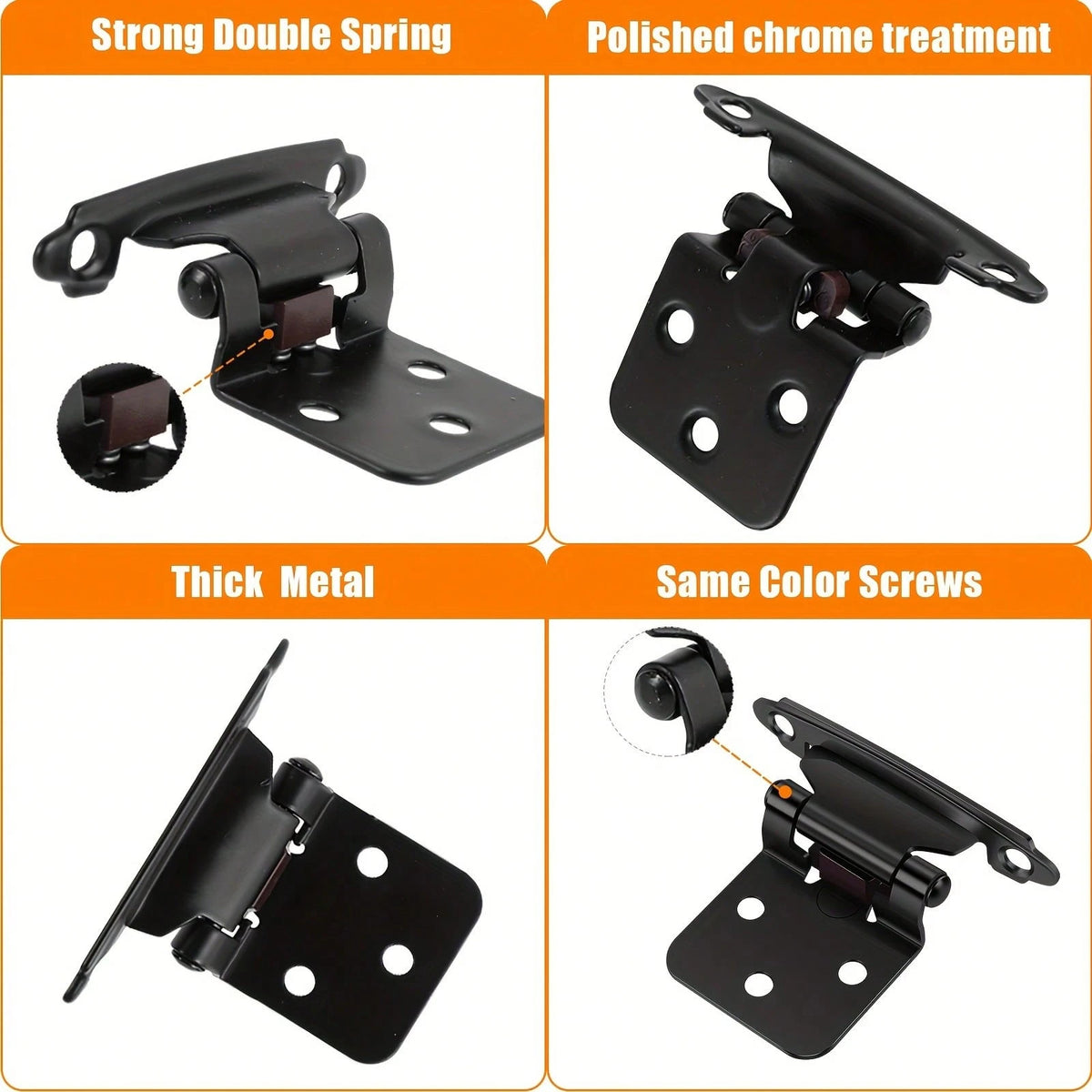 YITAPE 8pcs Self-Locking Frame Cabinet Hinges, Cold Rolled Steel Cabinet Hinges, Sturdy Kitchen Cabinet Door Hinges, Suitable For Kitchen, Bathroom, Office Cabinet Hardware