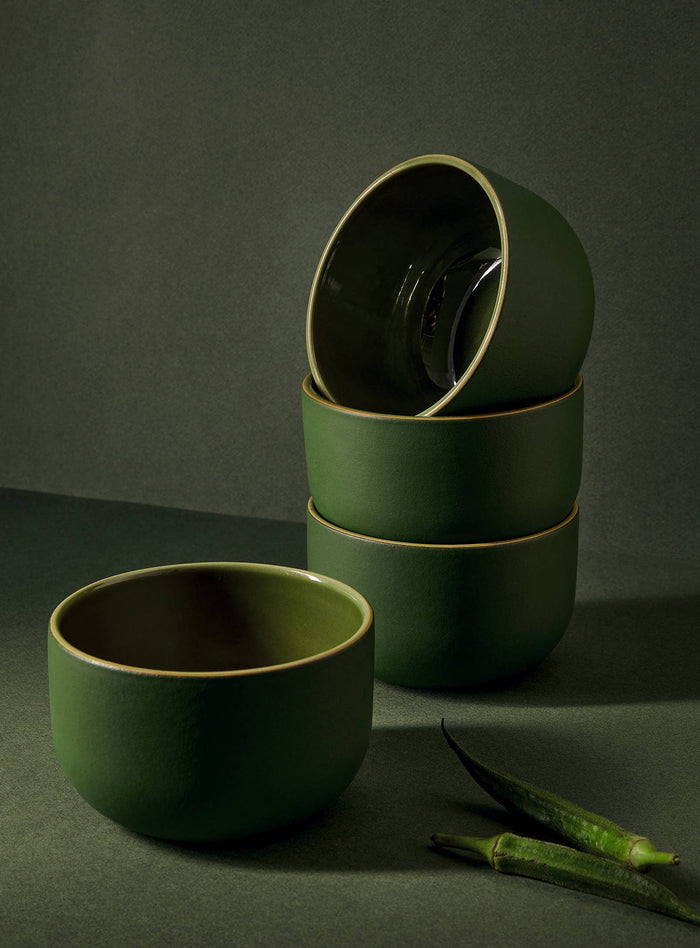 Youlha Stoneware Dinner Bowl, Green