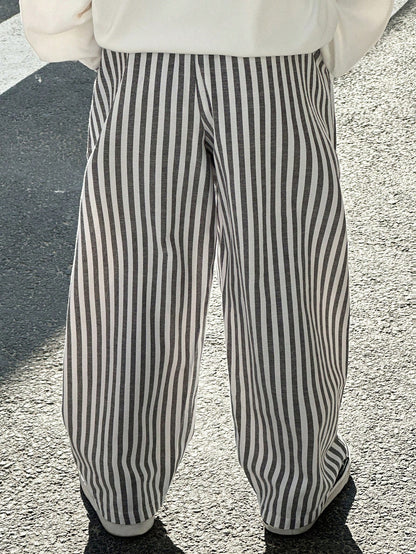 Young Boys' Casual Street Style Striped Woven Cargo Pants,Straight Leg,Lightweight Comfortable White Summer School Back-To-School Outings Vacation